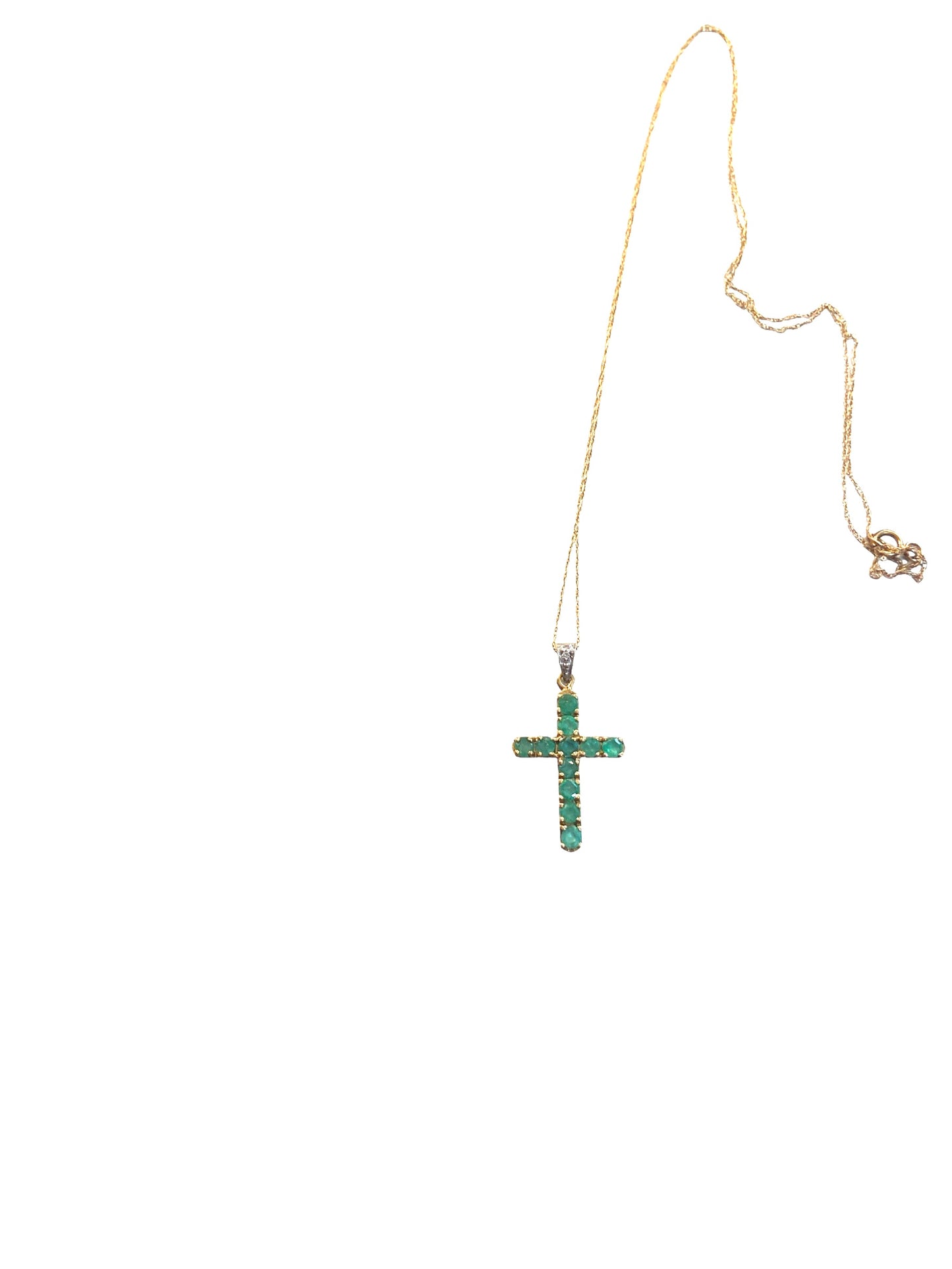 9ct vintage emerald cross with 19 inch chain