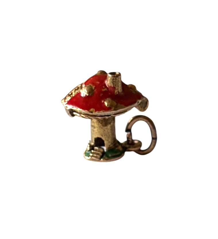 9ct vintage toad stool charm with gnome, 1963 by Georg Jensen 3.44g
