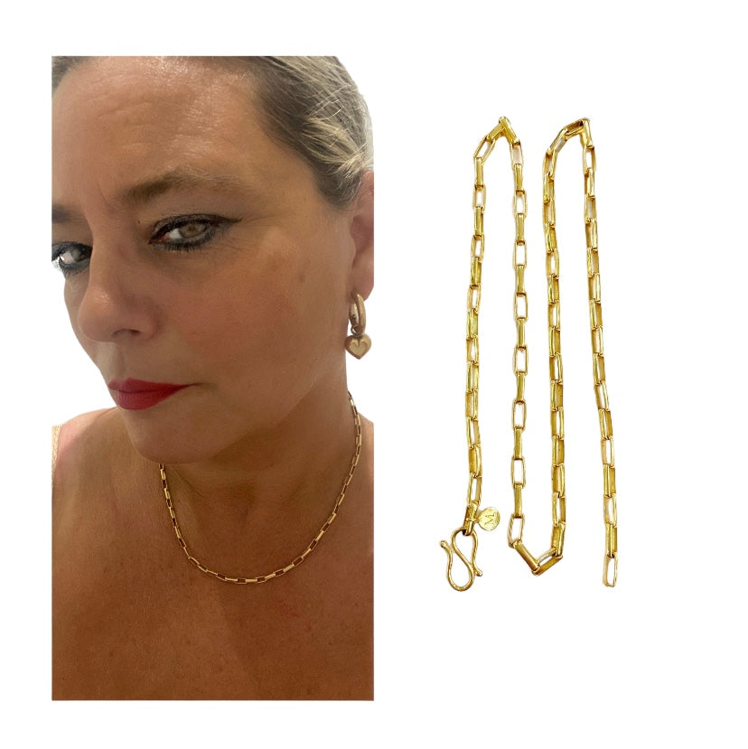 18ct pre owned paper chase link necklace 18 1/2 inches 20.2g