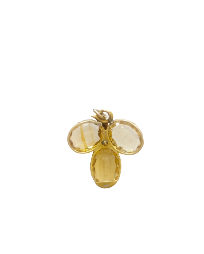 15ct vintage citrine three leaf clover pendant
