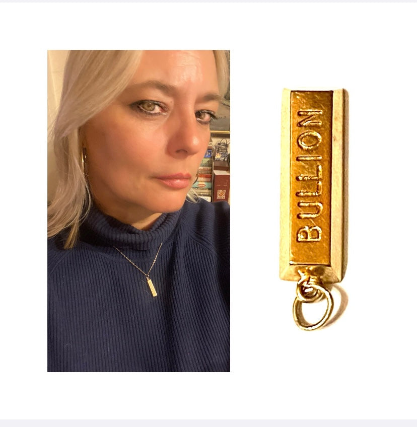 9ct vintage ingot bullion charm / pendant circa 1976