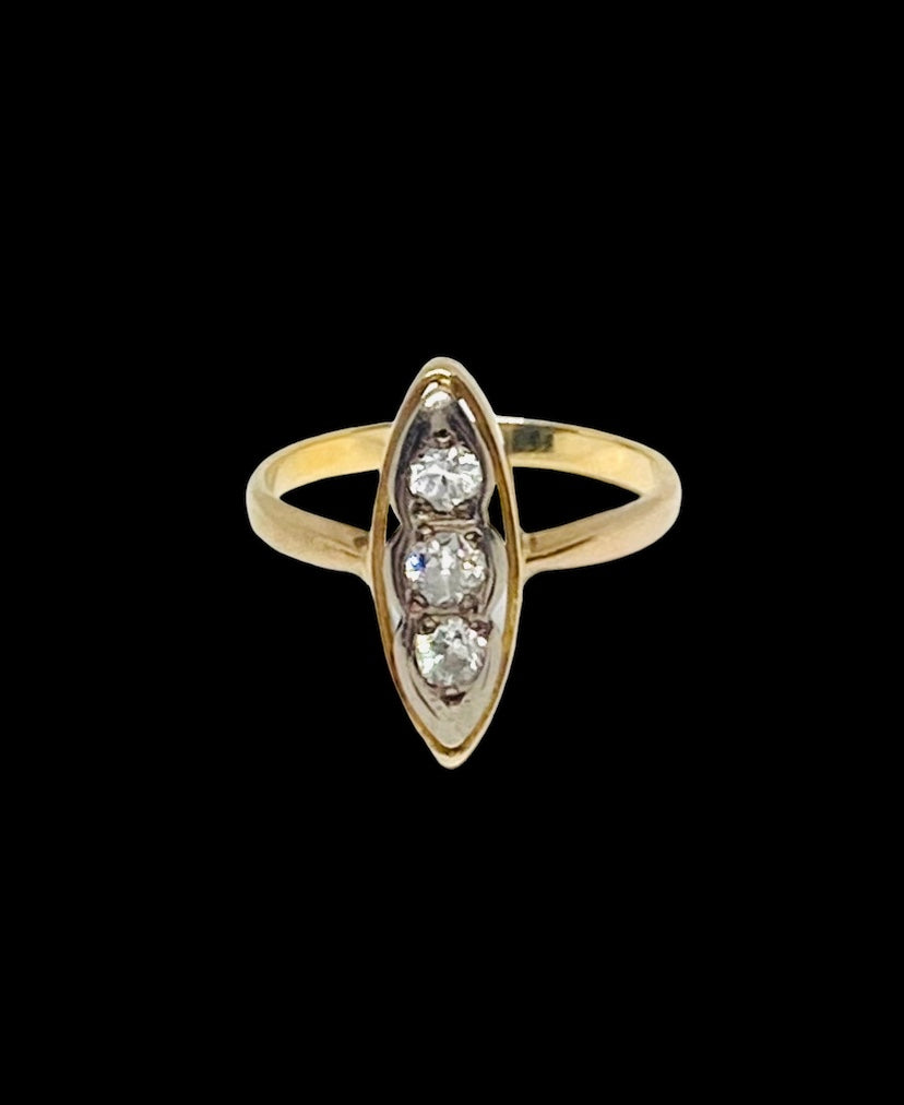 14ct 585 Art Deco diamond ring set in platinum and gold size O 1/2