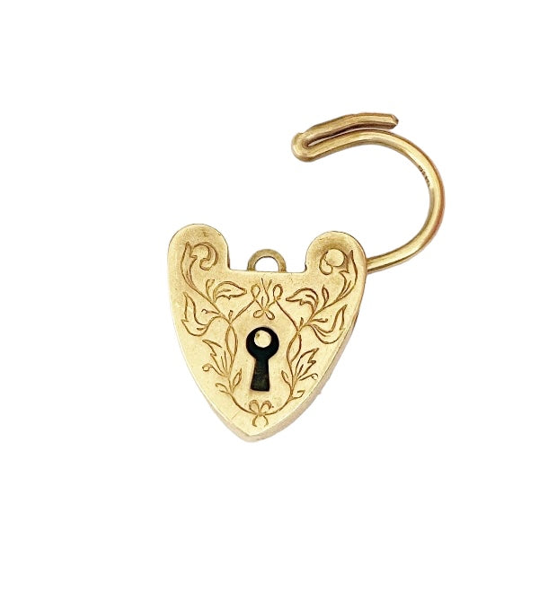 9ct vintage gold ornate padlock charm circa 1970