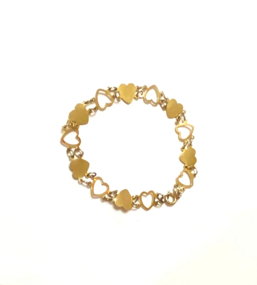 9ct 375 vintage gold heart bracelet circa 1978