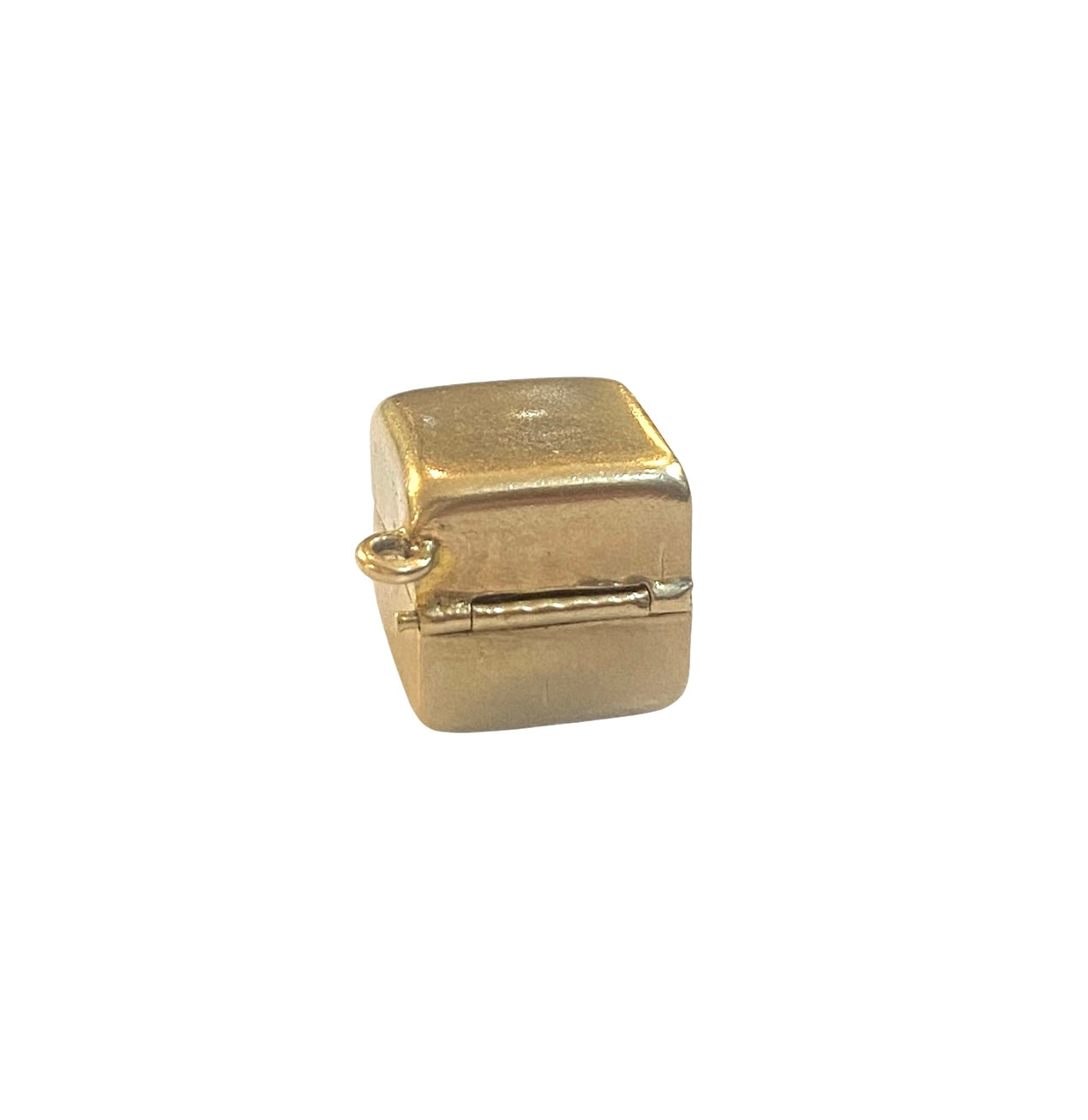 9ct vintage gold box charm with a ring inside circa 1952
