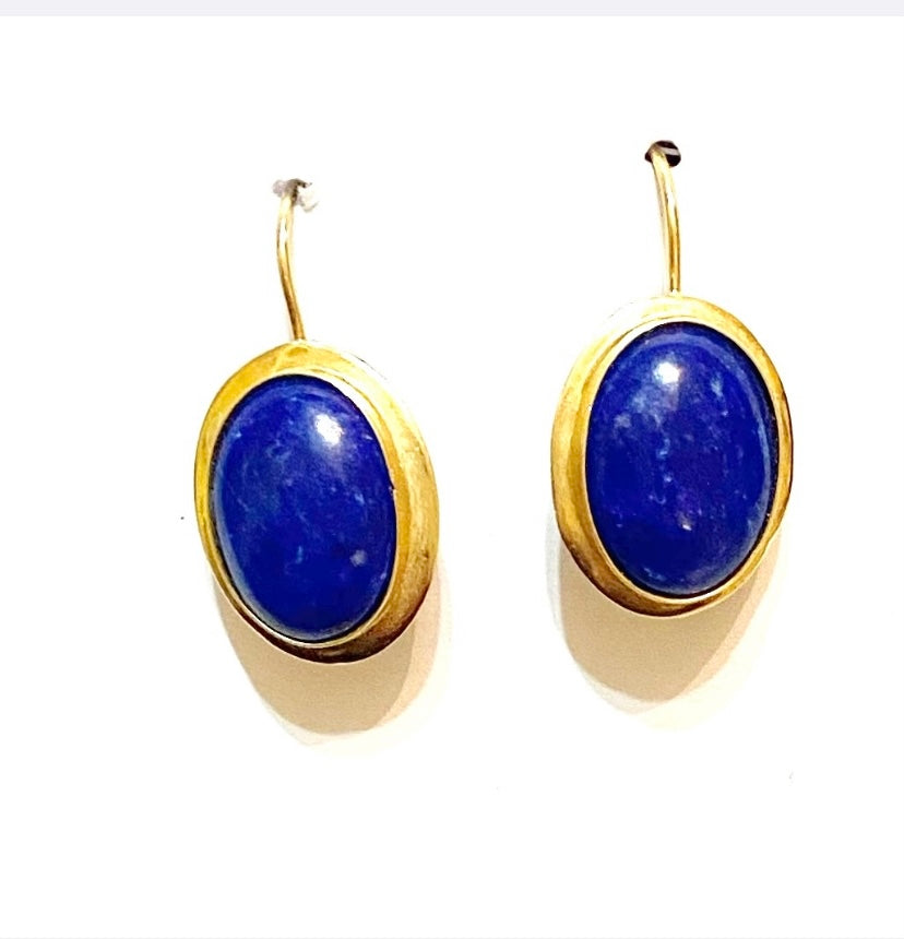 14ct 585 pre owned large lapis lazuli drop earrings