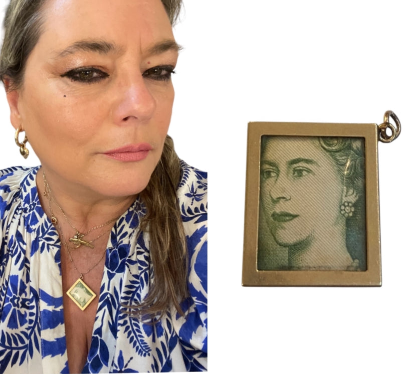 9ct vintage one pound note pendant charm circa 1963 by Fm