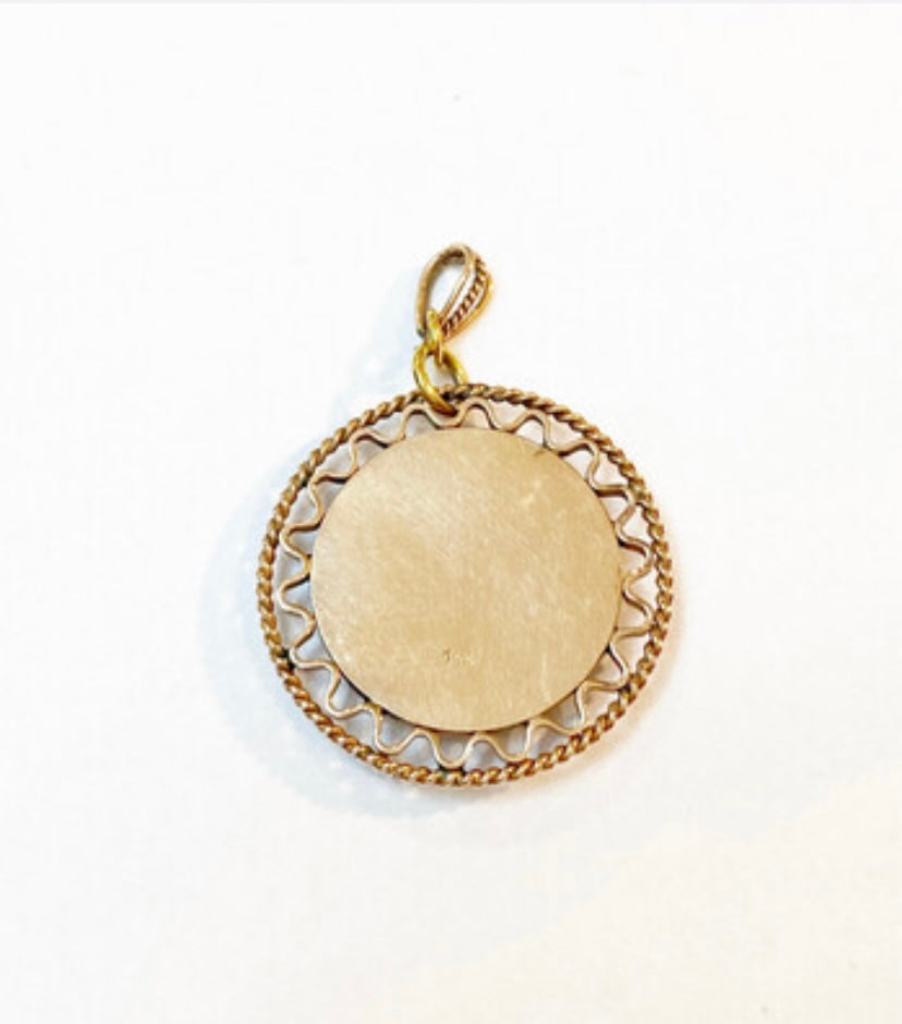 14ct vintage large Menorah pendant with mother of pearl