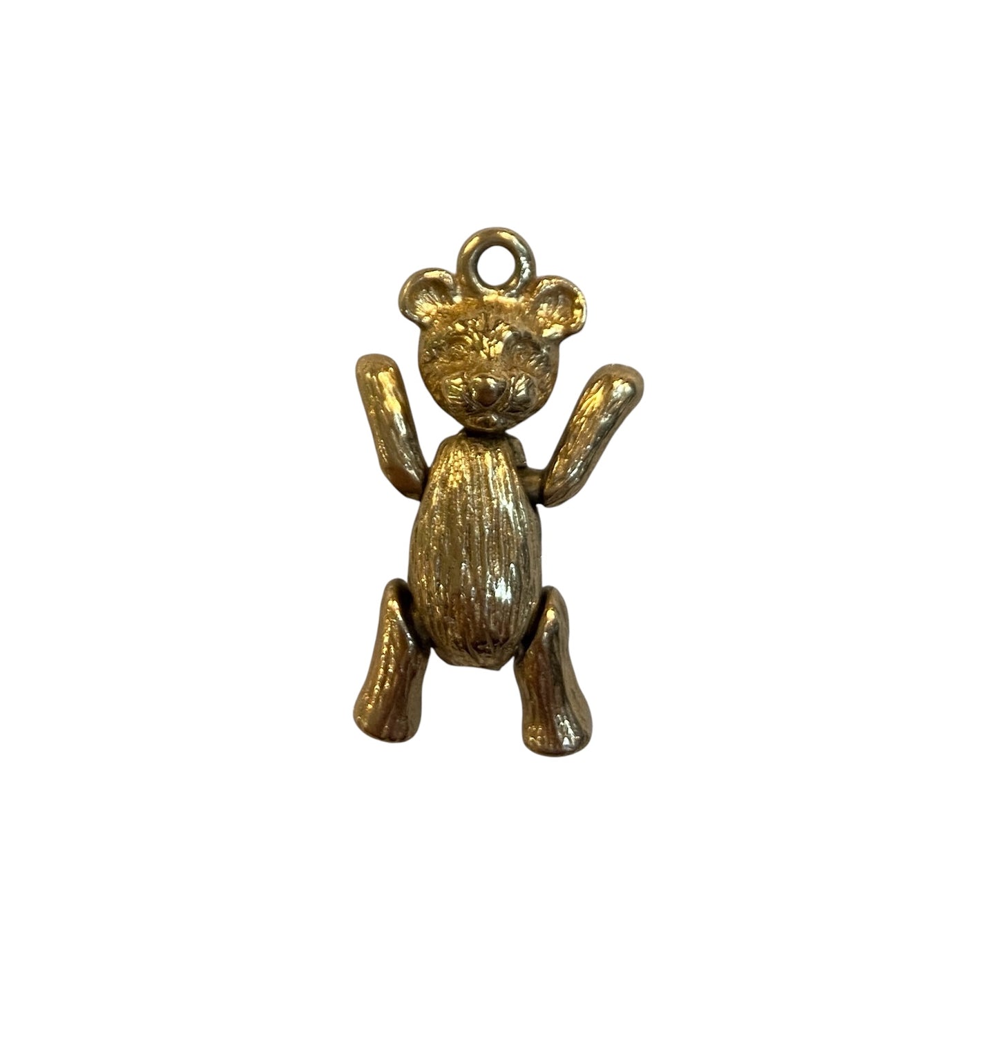 9ct vintage articulated teddy charm,