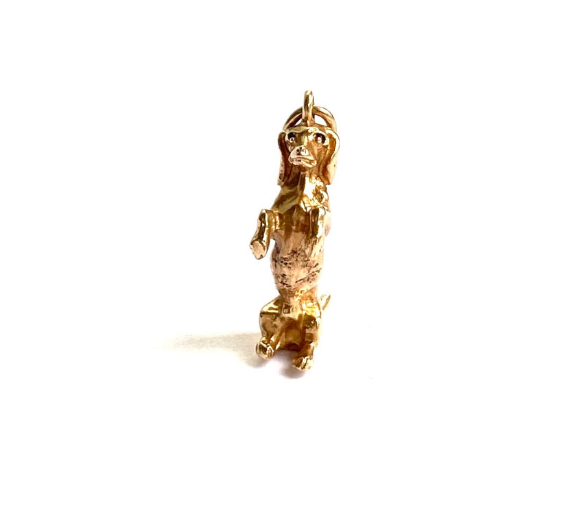 14ct 585 vintage gold dachshund charm / pendant