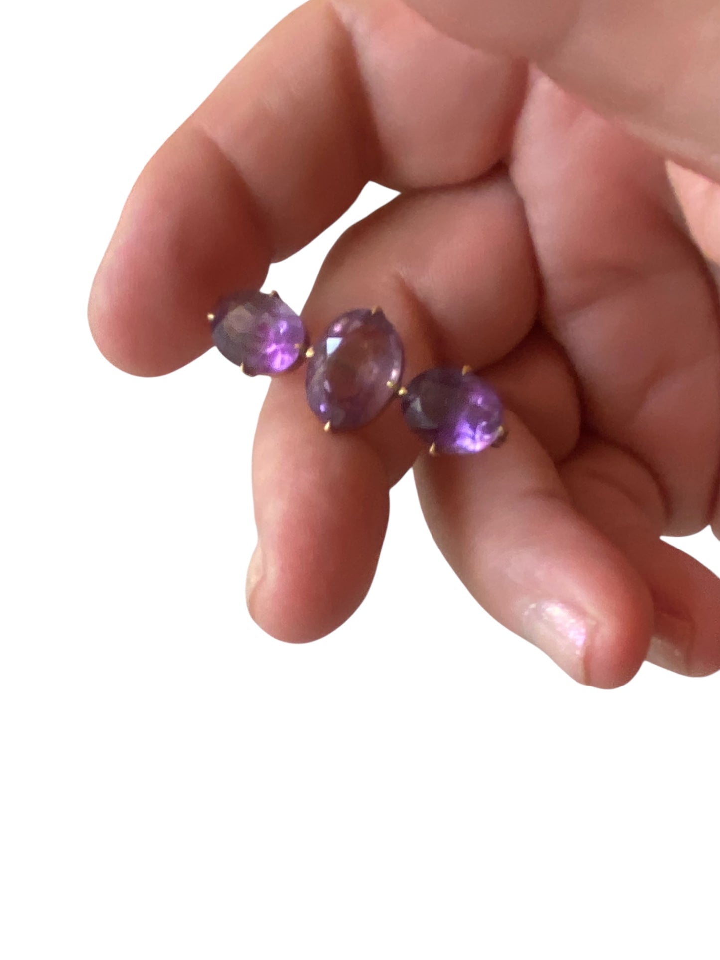 9ct Antique amethyst brooch. three stone