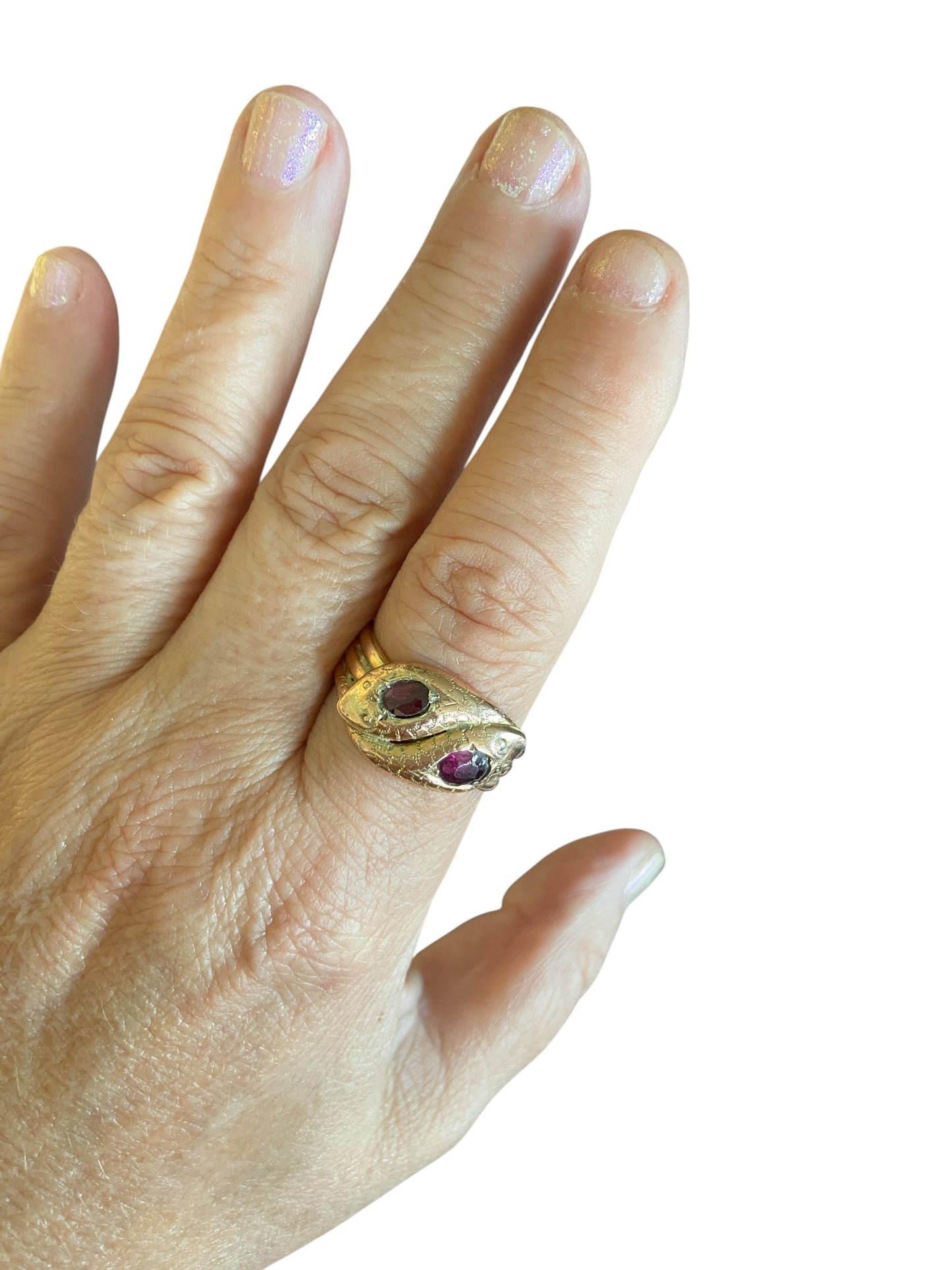 9ct antique double headed snake ring chester 1915 ring size Z 1/2