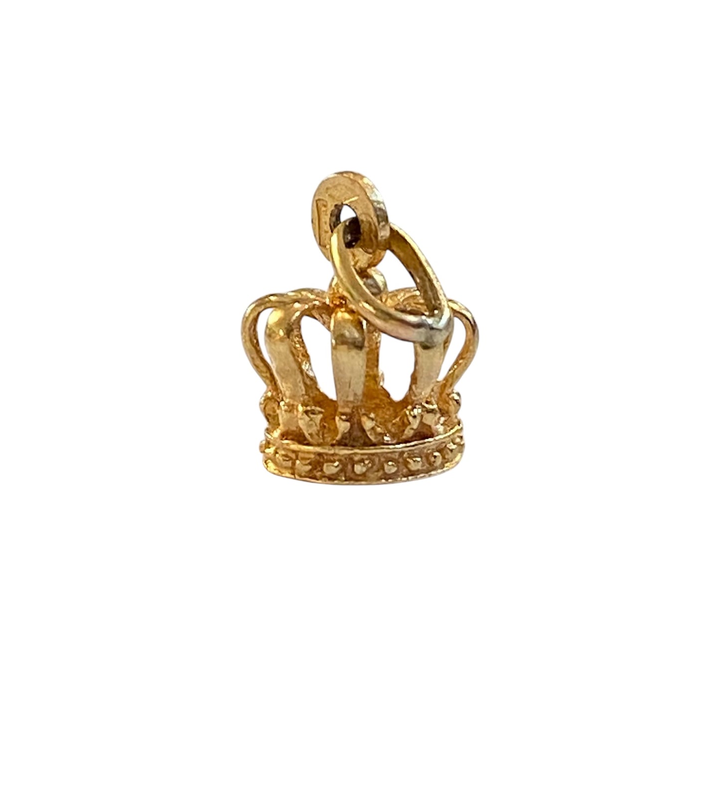 9ct vintage small crown charm / pendant. yellow gold