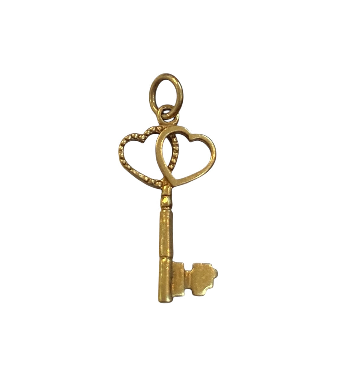 9ct vintage love heart key signed 'CHIM' By AJld circa London 1974