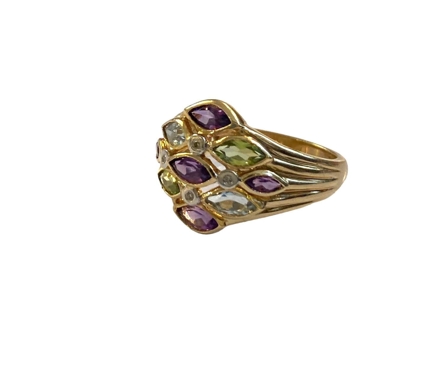 14ct 585 gold multi gemstone ring size Q
