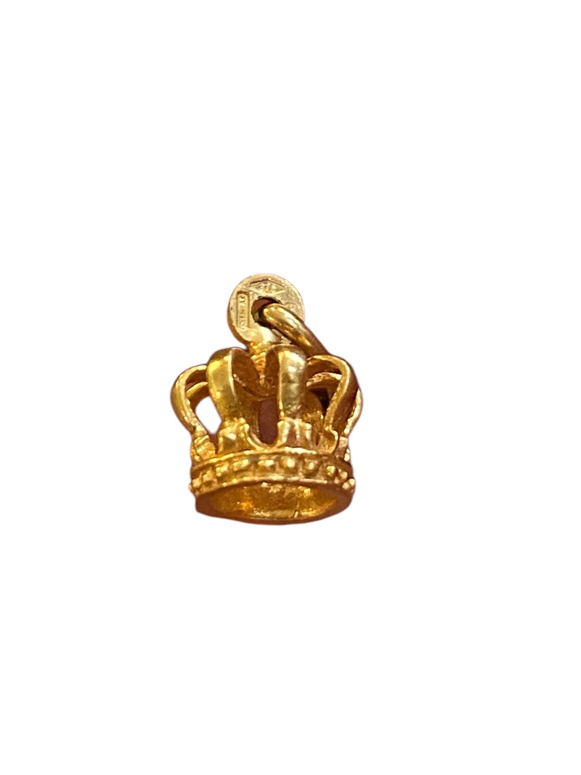9ct vintage small crown charm / pendant. yellow gold
