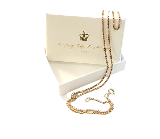 9ct box link chain vintage rose gold 22 inches long (57cm) 5.5g