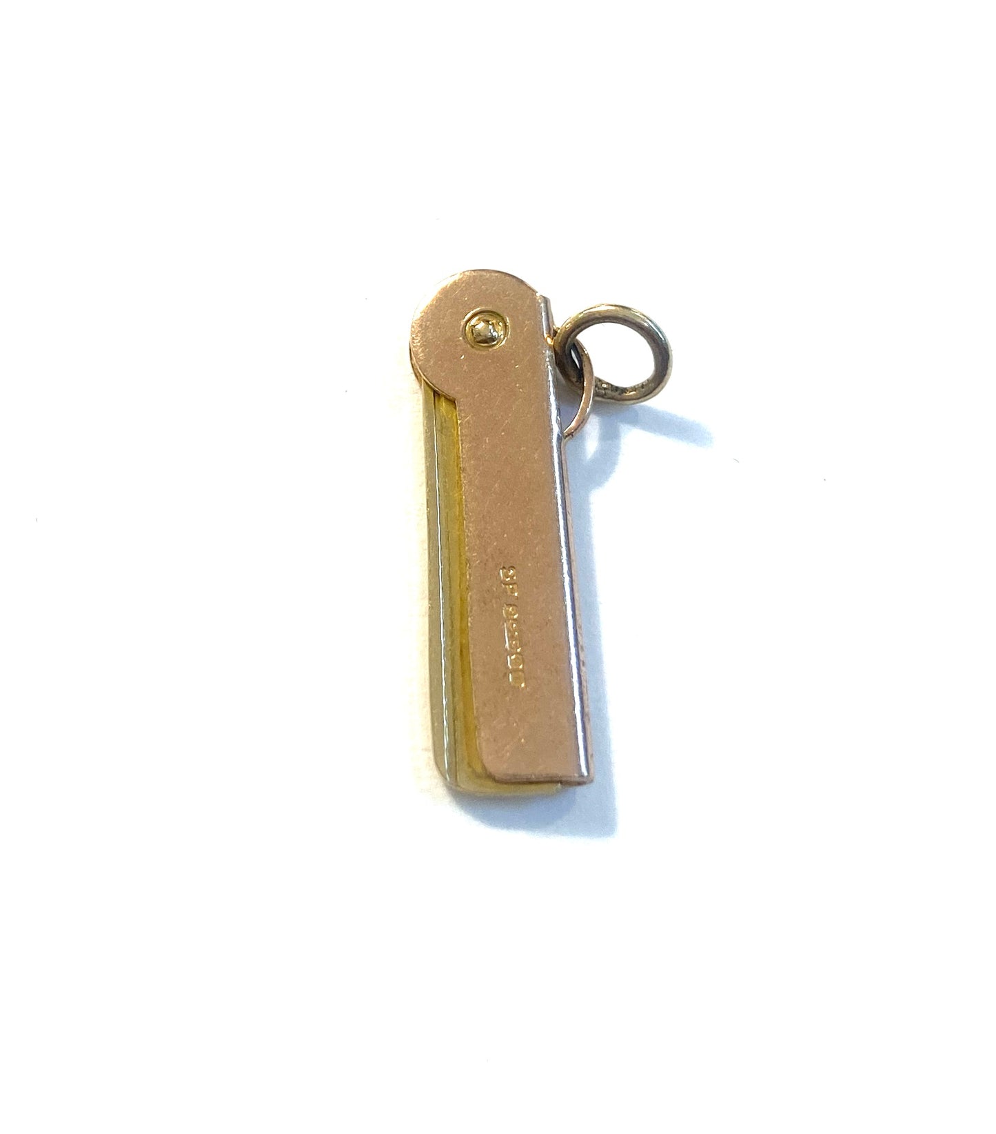 9ct vintage comb charm / pendant retractable circa 1968