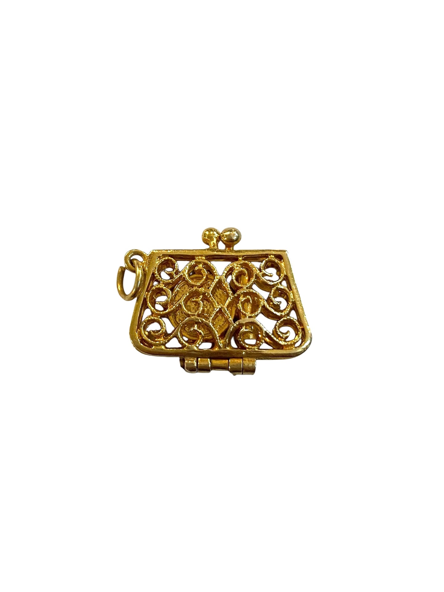 9ct vintage opening purse with compact and lipstick charm circa 1966