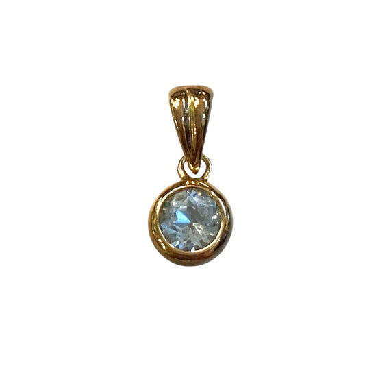 9ct vintage / pre owned blue topaz solitaire charm / pendant