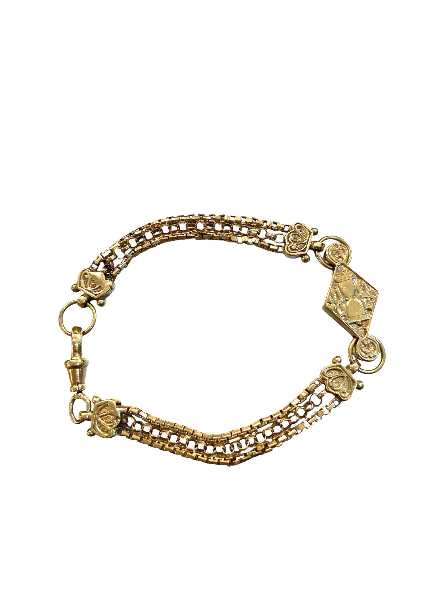 9ct vintage Albertina bracelet, 14.7g, 7 1/2 inches