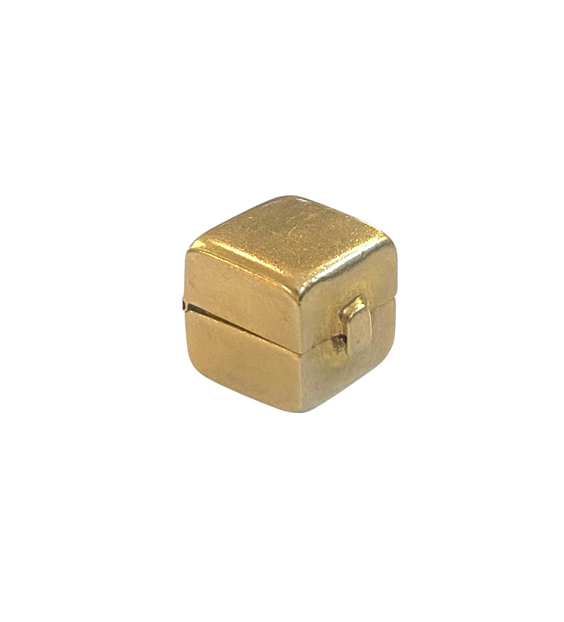 9ct vintage gold box charm with a ring inside circa 1952