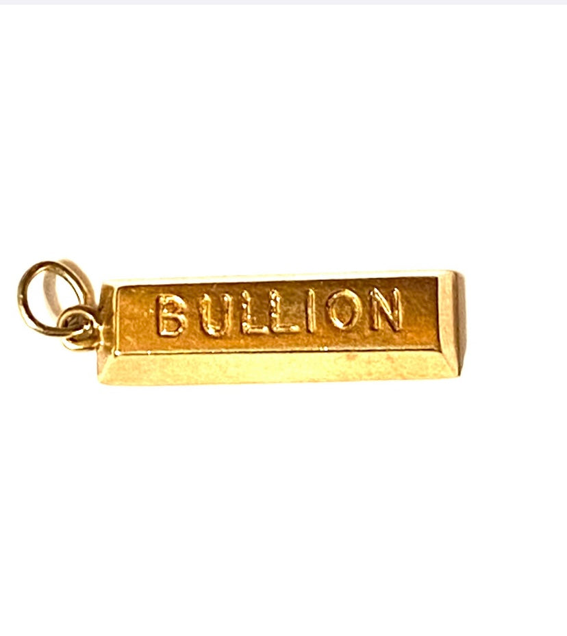 9ct vintage ingot bullion charm / pendant circa 1976