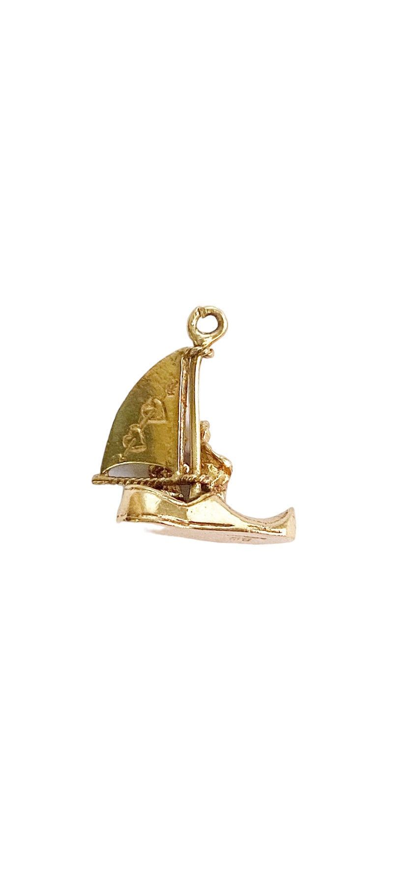 9ct shoe boat charm, vintage gold love boat 'I love you"