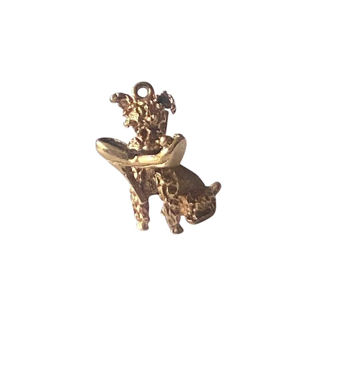 9ct vintage poodle charm with shoe. circa 1972 maker FM