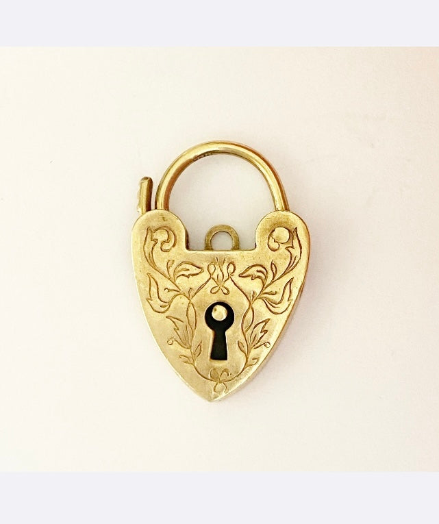 9ct vintage gold ornate padlock charm circa 1970