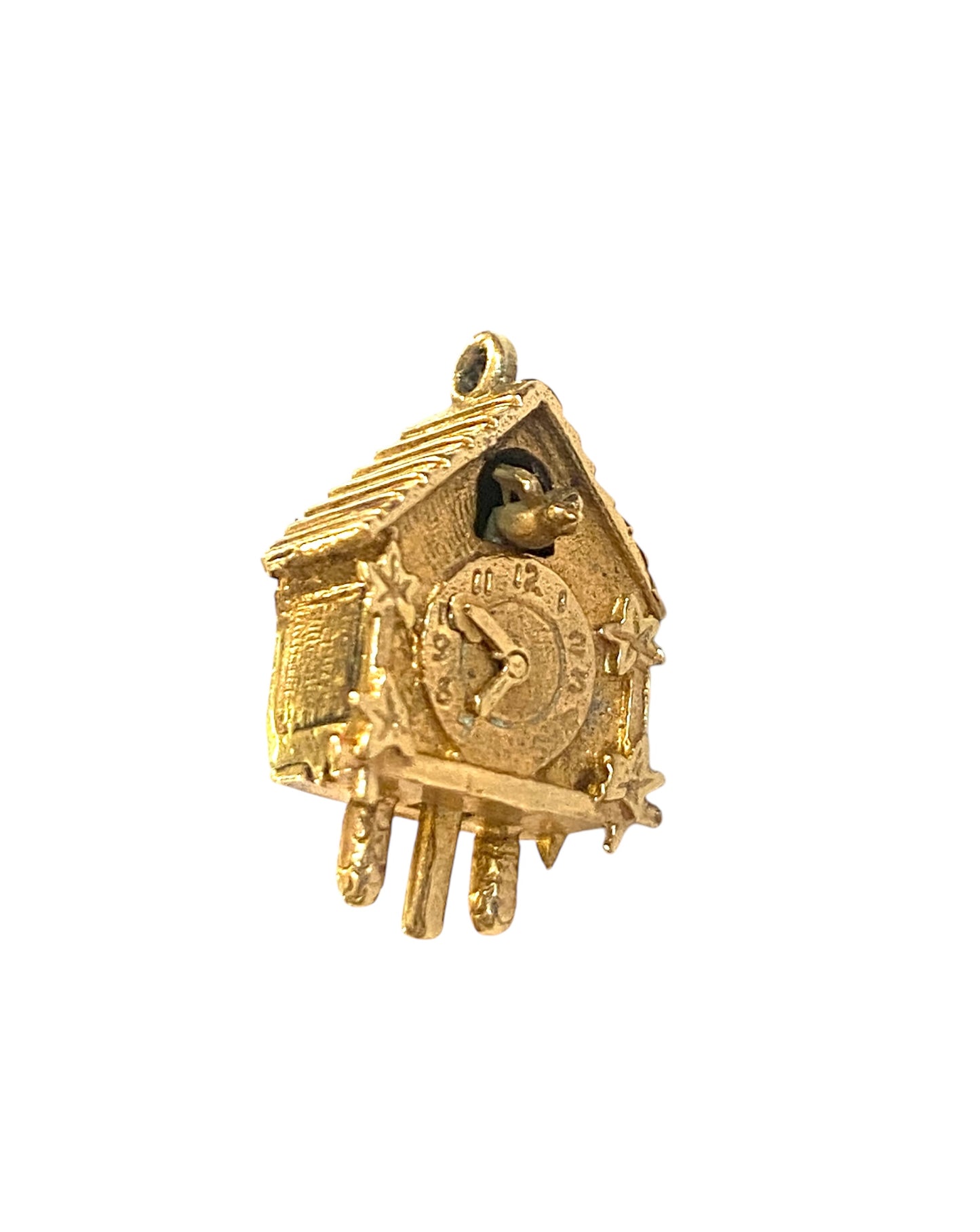 9ct vintage cuckoo clock charm, articulated circa 1967