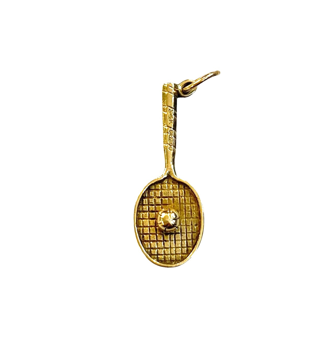9ct vintage tennis racket charm / pendant circa 1960s