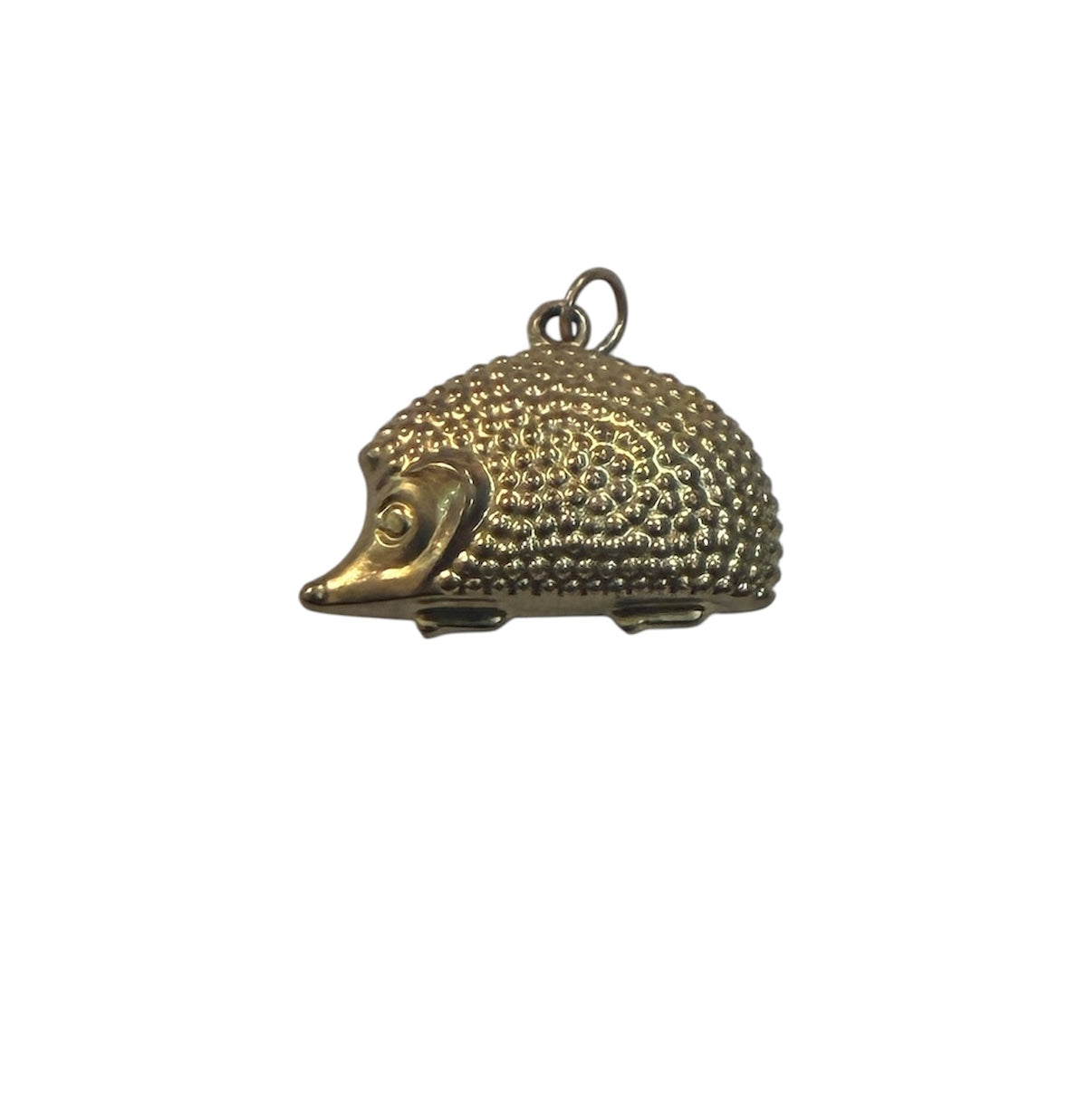 9ct vintage hedgehog charm, circa 1974 London maker Fm 1.6g hollow