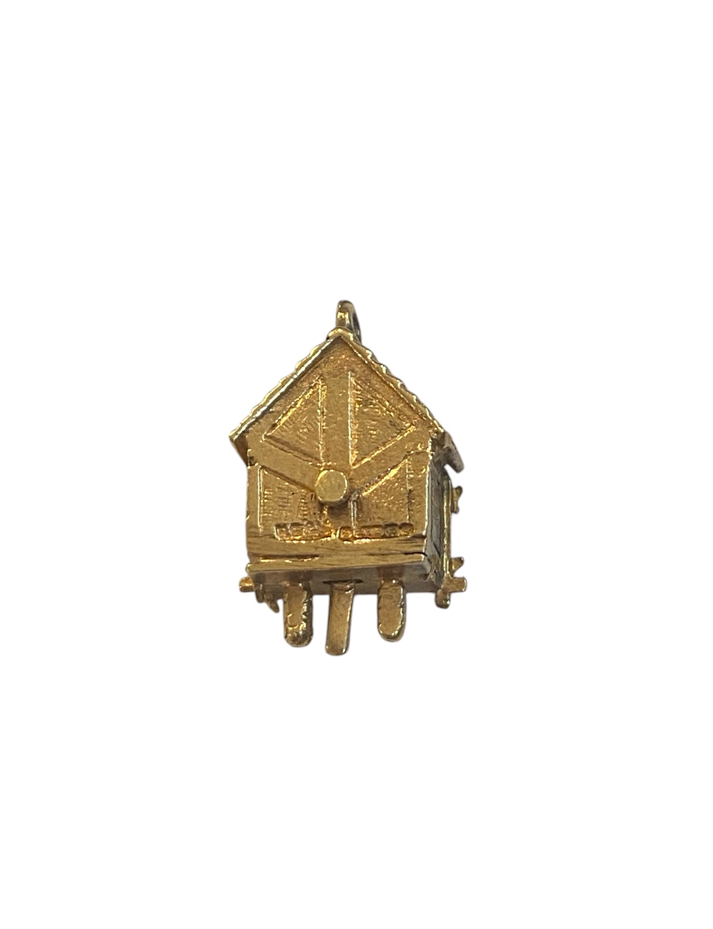 9ct vintage cuckoo clock charm, articulated circa 1967