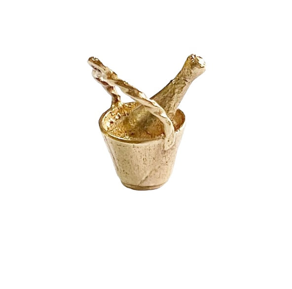 9ct vintage gold champagne bucket and bottle