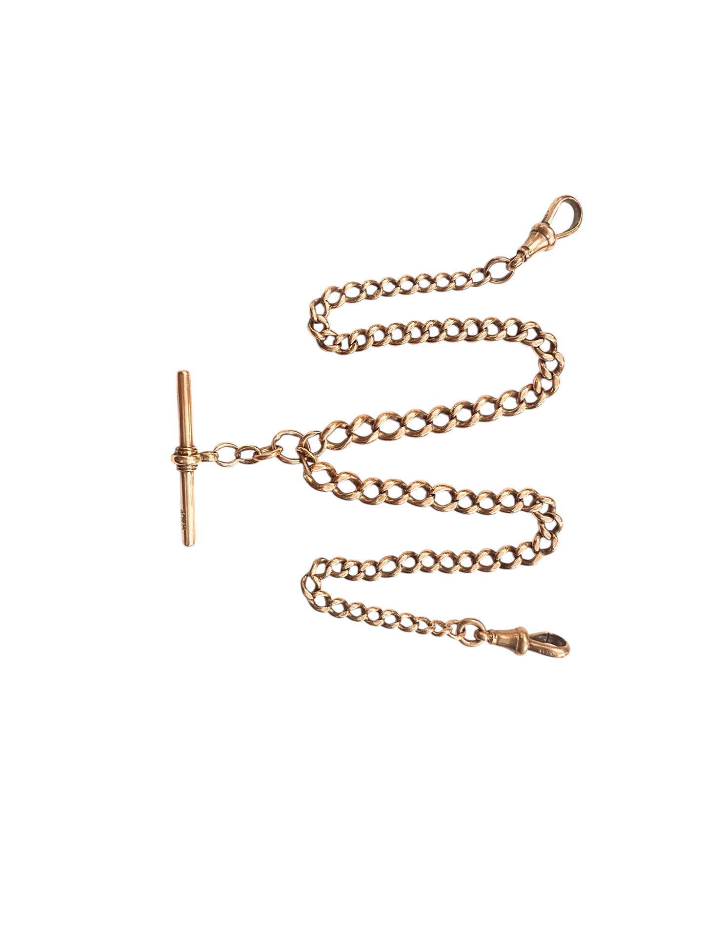 9ct vintage double Albert chain 16.3/4 inches (42.5cm) 32.7g Rose gold