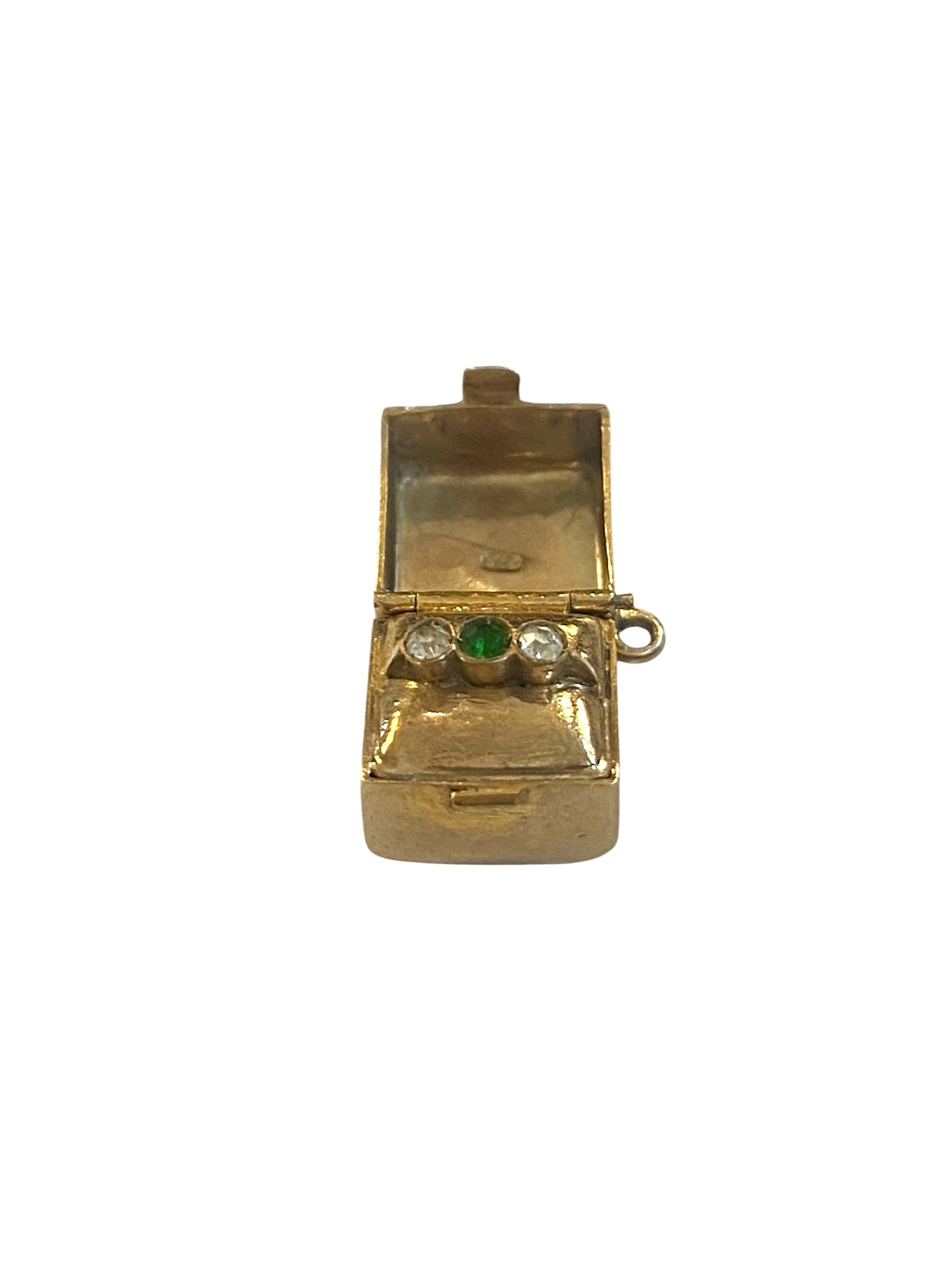 9ct vintage gold box charm with a ring inside circa 1952