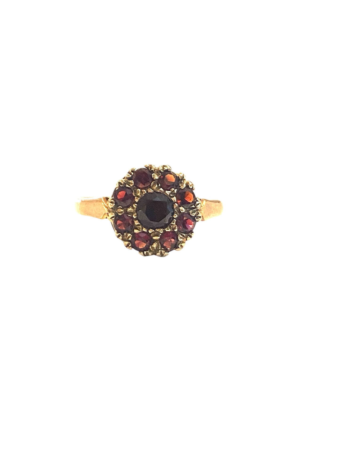 9ct vintage garnet clustre. ring size m