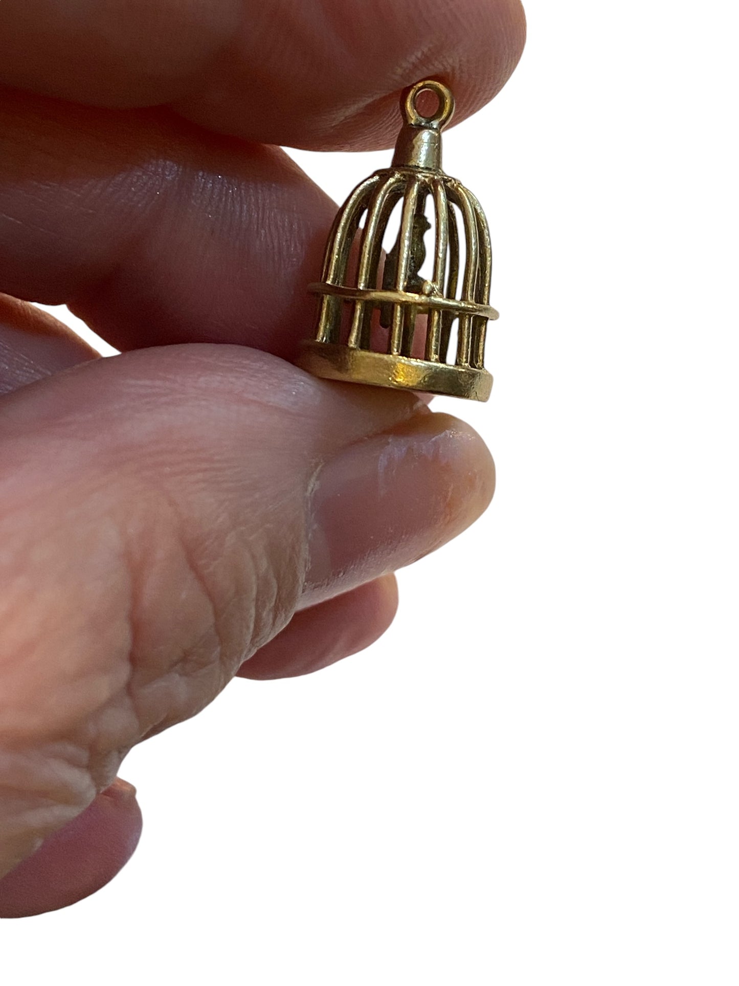 9ct vintage bird cage charm / pendant circa 1958