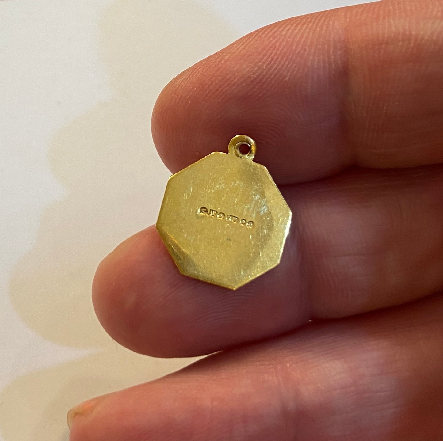 9ct vintage octagonal St Christopher charm / pendant by Georg jensen circa 1978