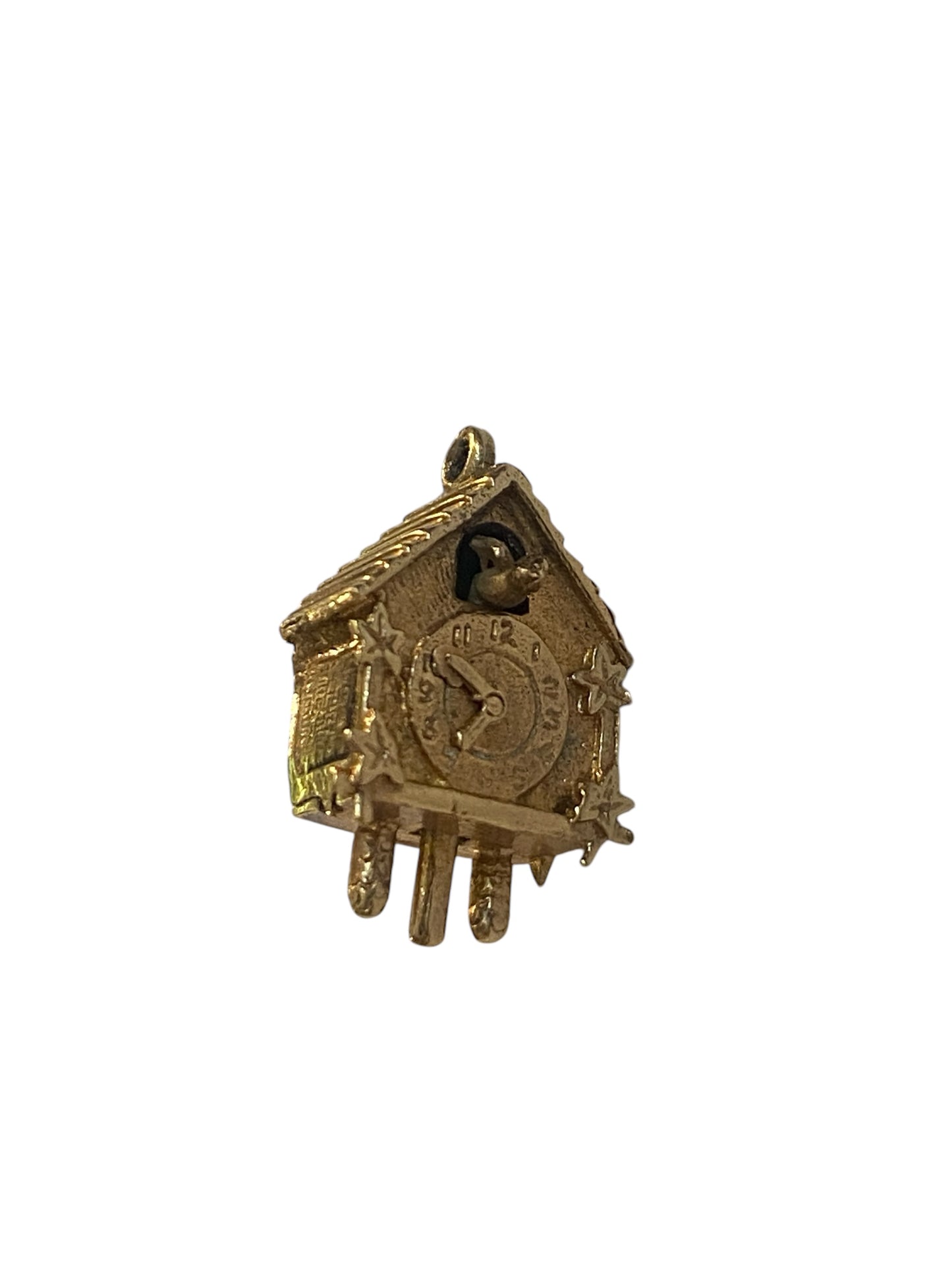 9ct vintage cuckoo clock charm, articulated circa 1967