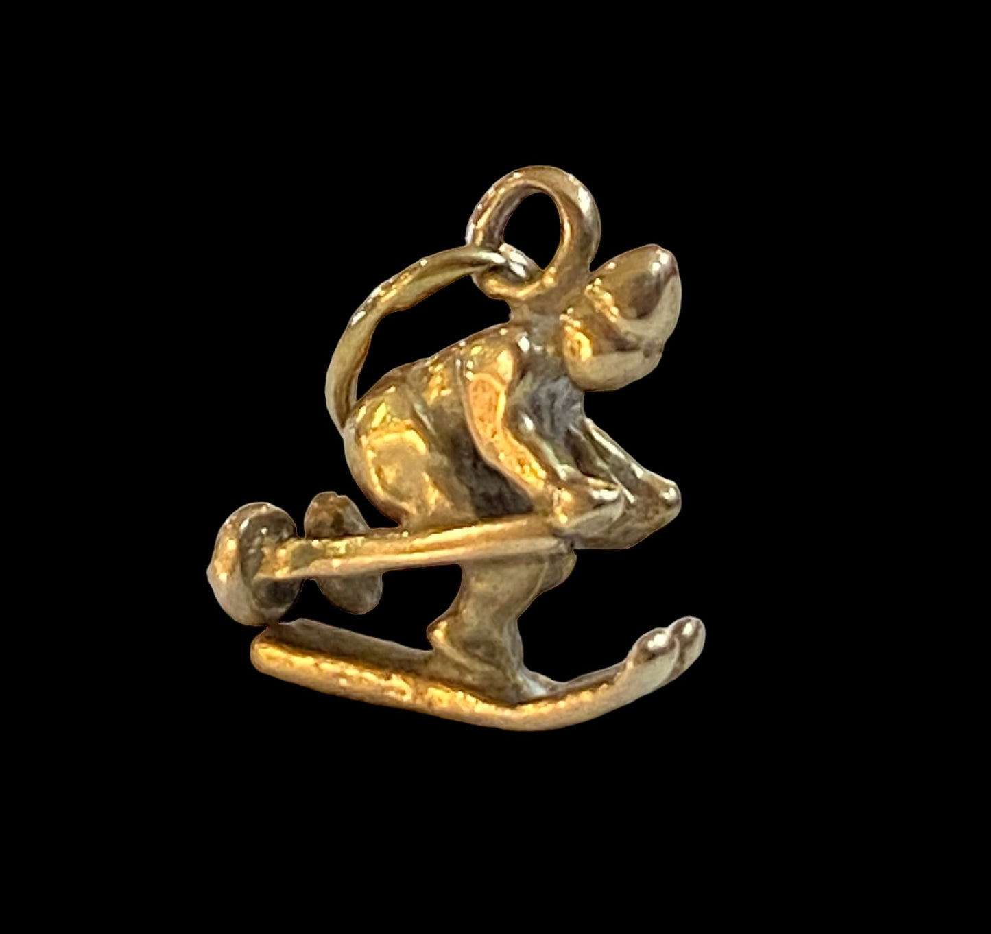 9ct vintage skier charm / pendant