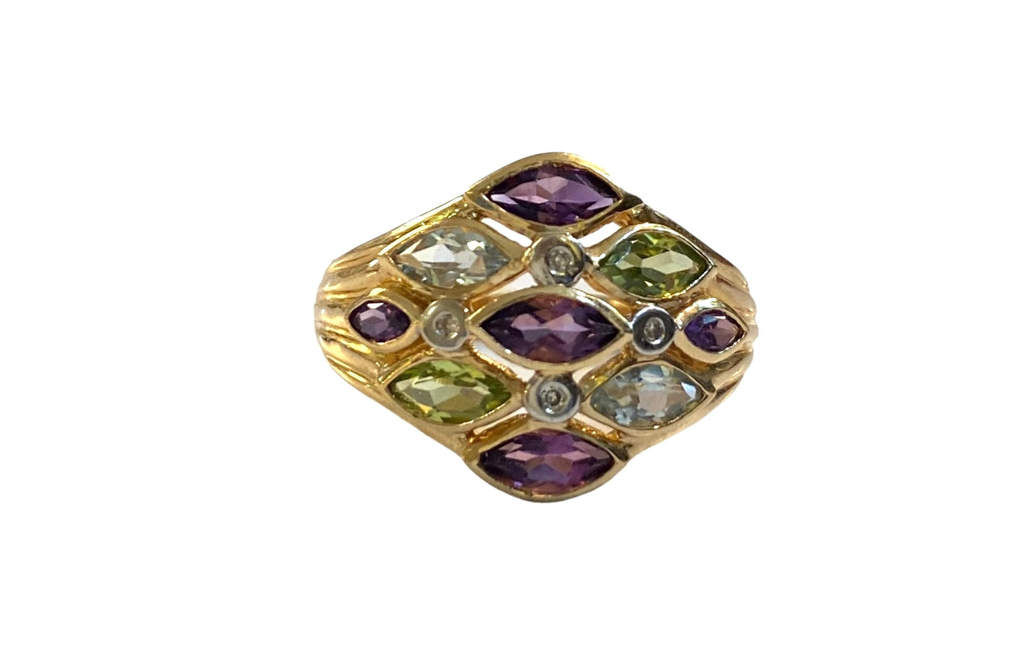 14ct 585 gold multi gemstone ring size Q