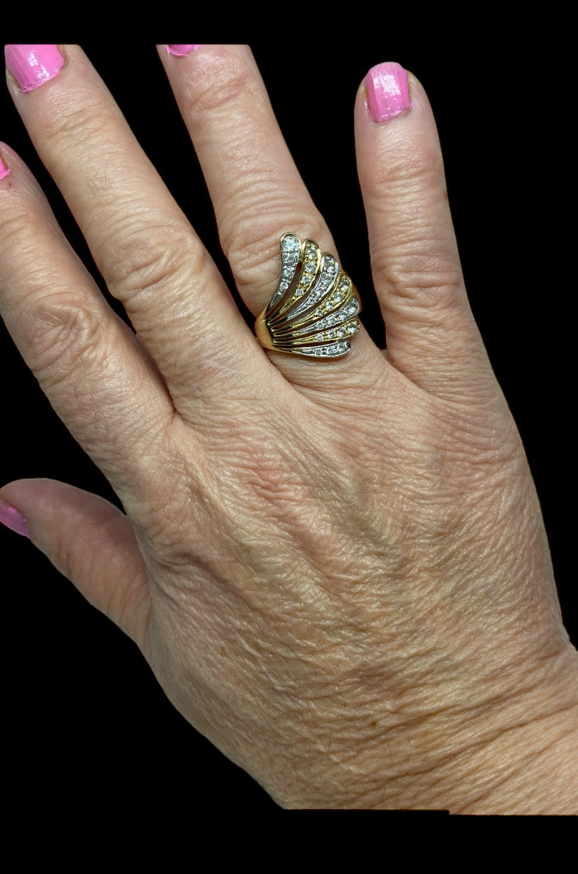 9ct vintage cocktail ring yellow gold size M 1/2