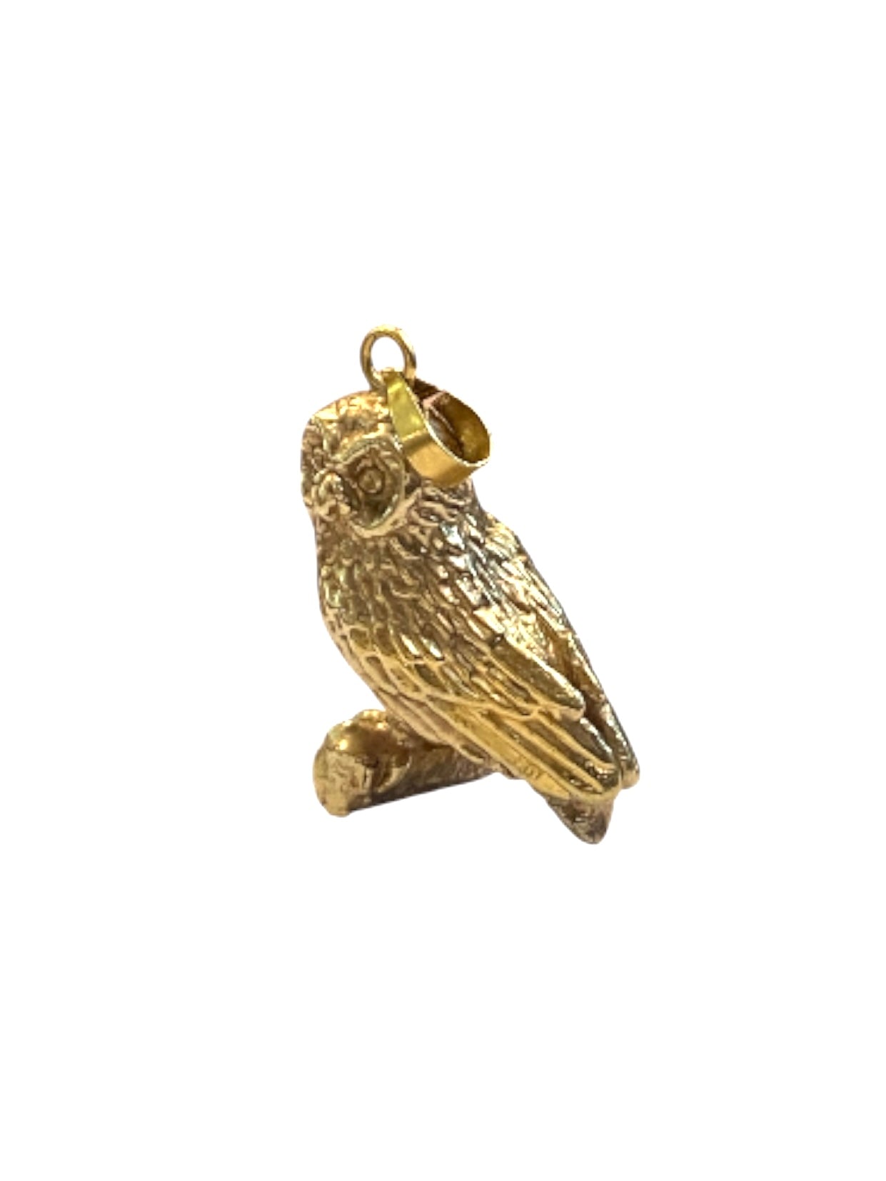 9ct vintage owl on perched charm circa 1989 birmingham, 1.8g hollow