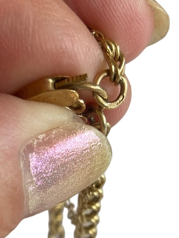 9ct vintage double link bracelet. charm bracelet , yellow gold