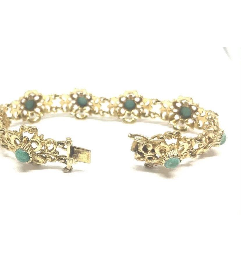 9ct vintage ornate turquoise bracelet