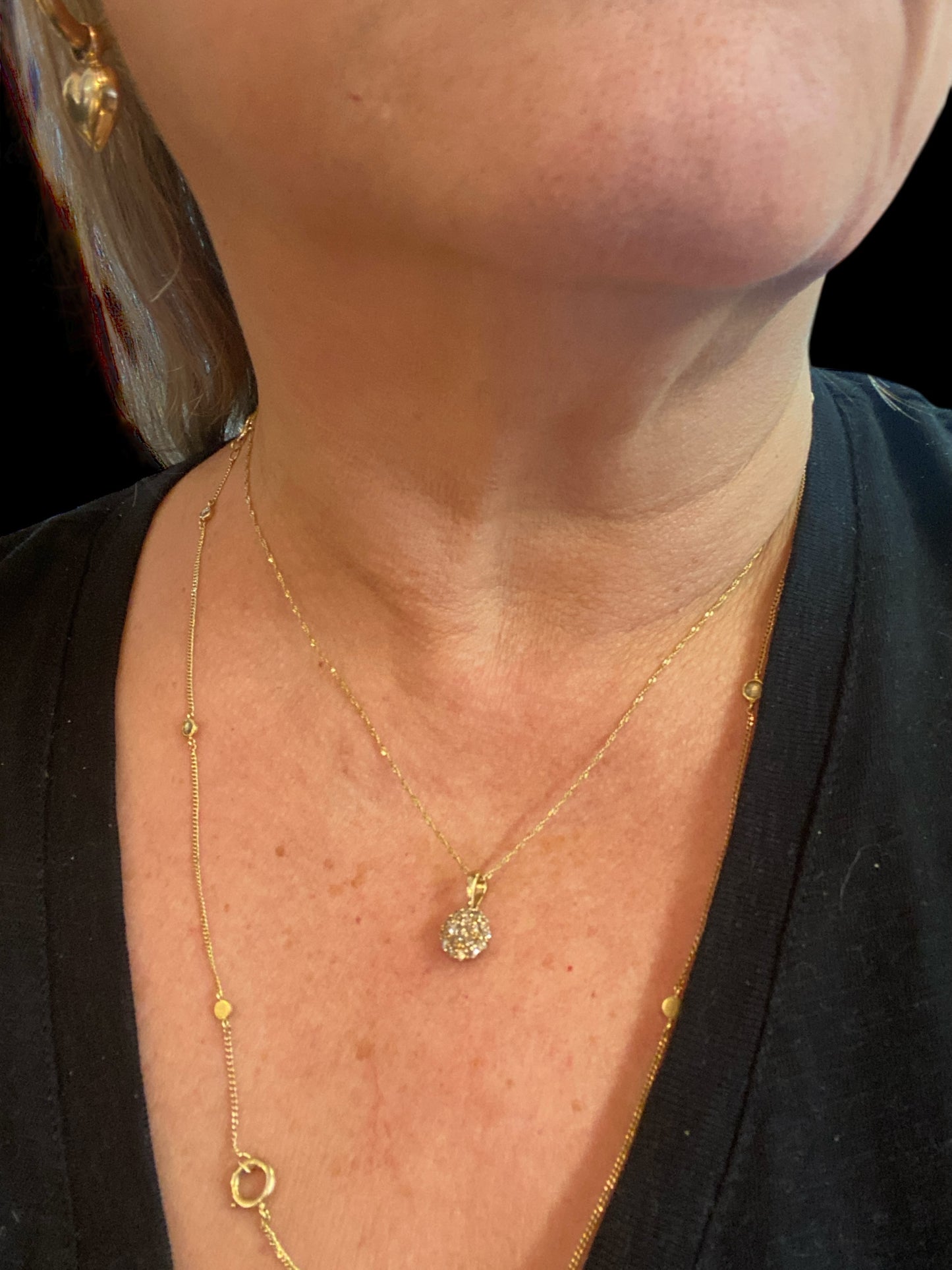 9ct preowned champagne colour diamond pendant and 18 inch chain