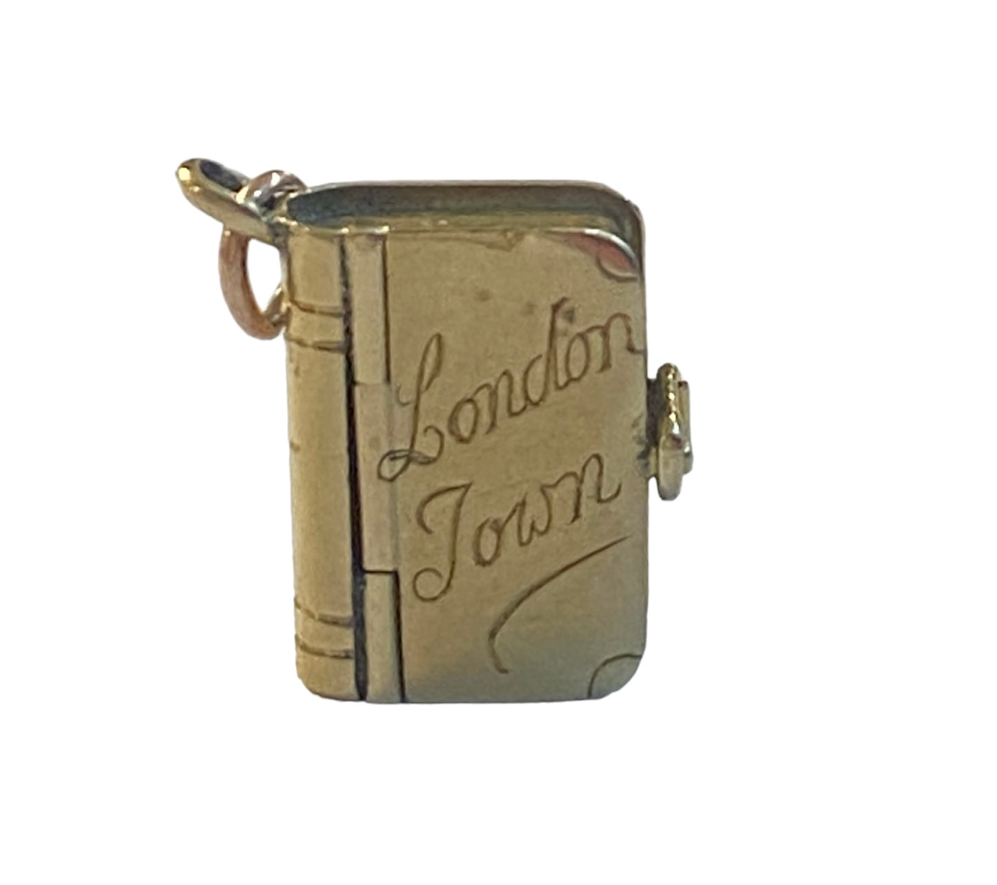9ct vintage book charm 'London town' opening