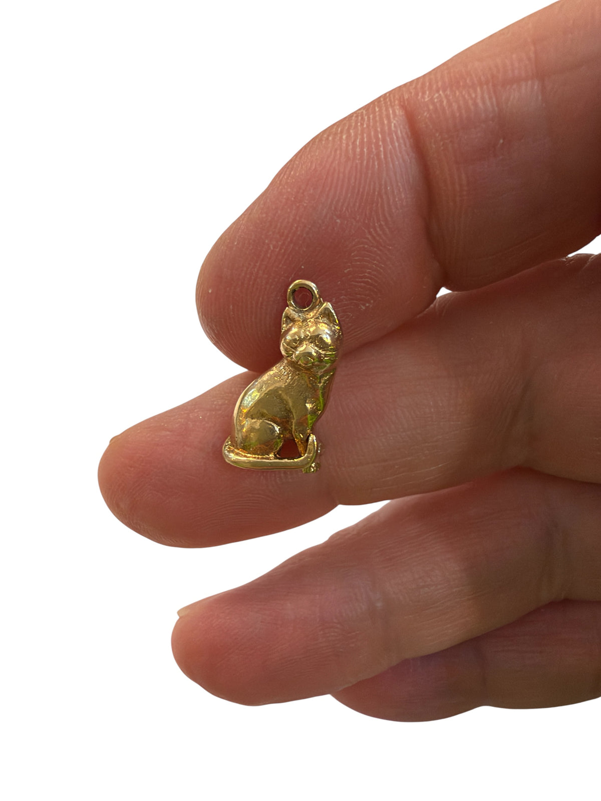 9ct vintage cat charm, small but solid, 3.30g by G&H